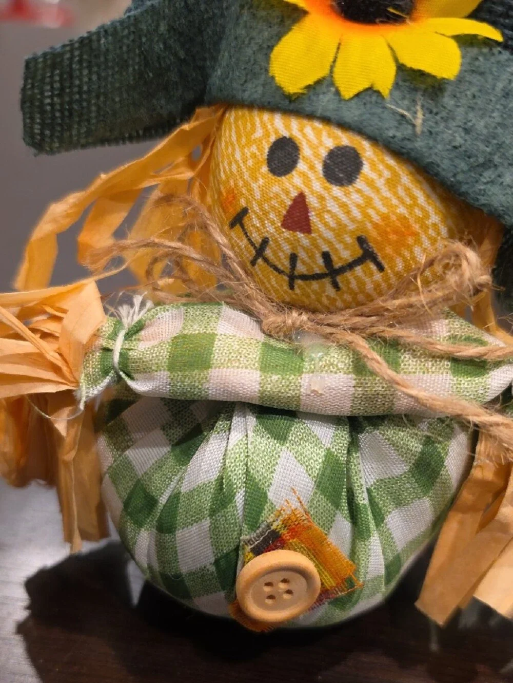 Autumn Scarecrow Table Accent - Green Plaid